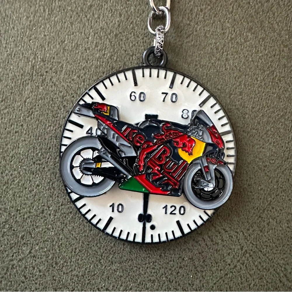 Red Bull Spinning Bike Keychain | Metal Racing Bag Charm
